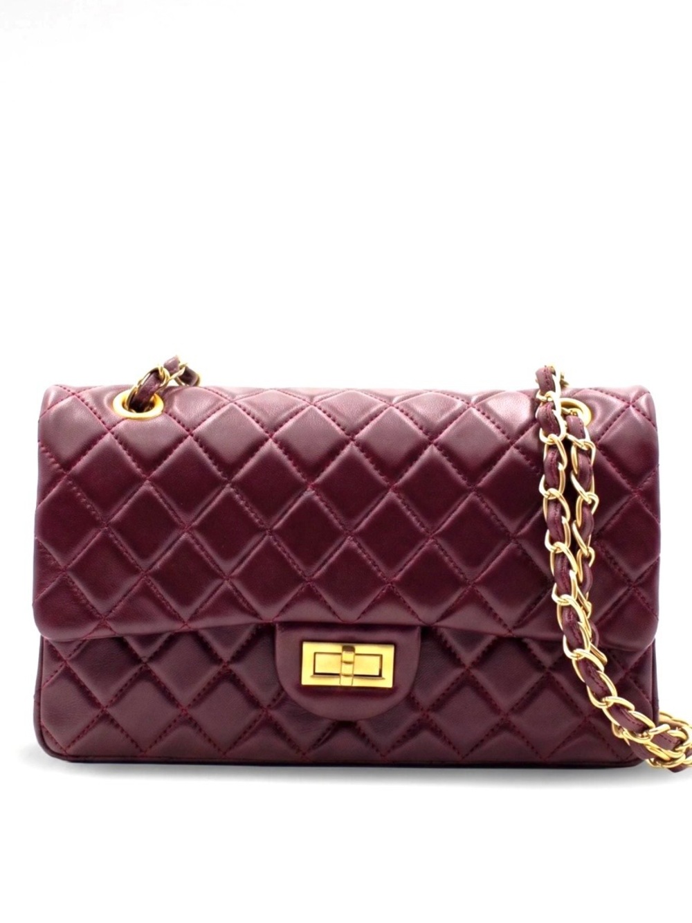 ISABELLA RHEA Quilted Leather Shoulder Bag, burgundy